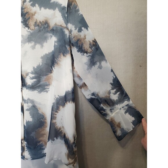 Chico's Tie-Dye High-Low Band Collar Chiffon Lined Button-Up Tunic Size 2.5 (14) - Picture 2 of 6